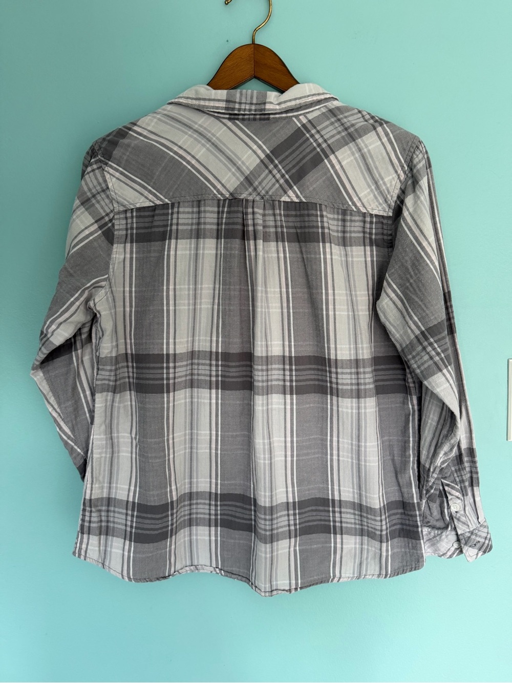 Croft & Barrow Plaid Flannel Shirt Gray Cotton XL - Picture 2 of 5